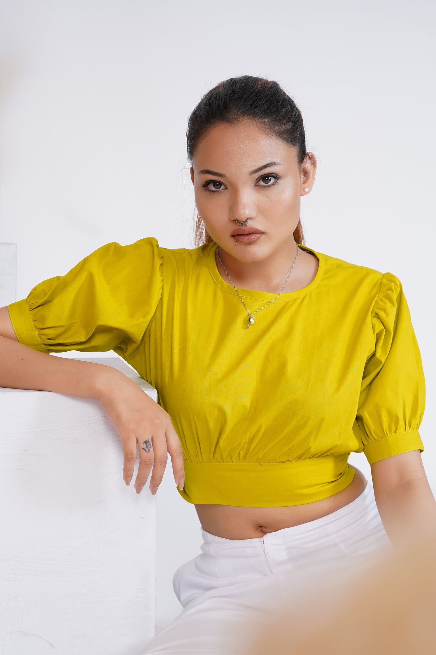 Lime green back tie-up top