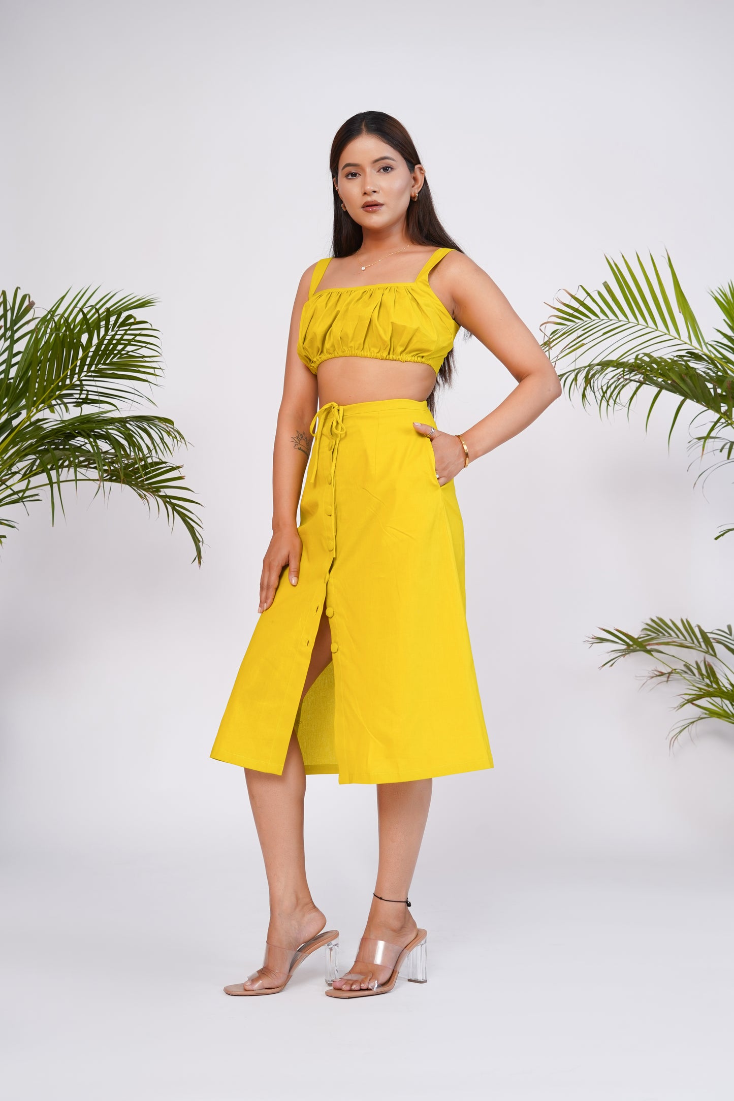 Lime green Tube top and skirt set