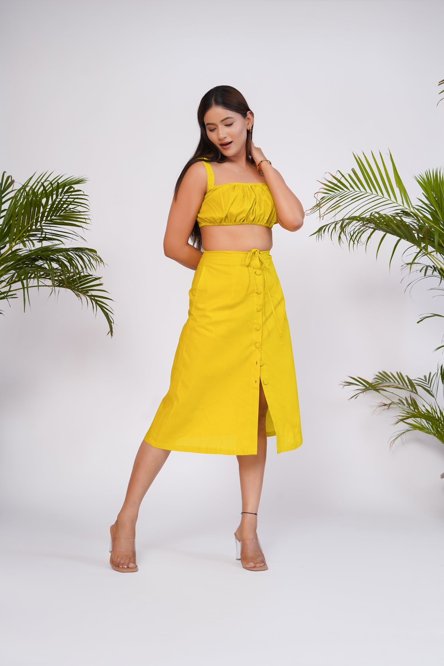 Lime green Tube top and skirt set