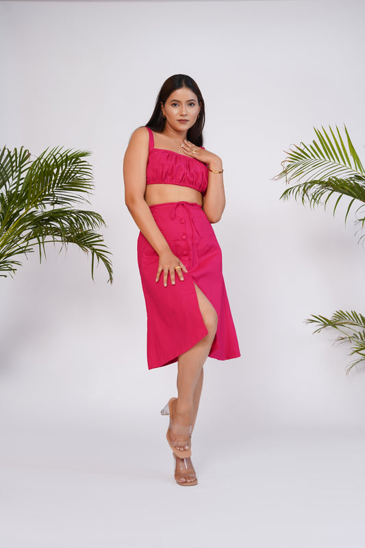Hot Pink Tube top and skirt set
