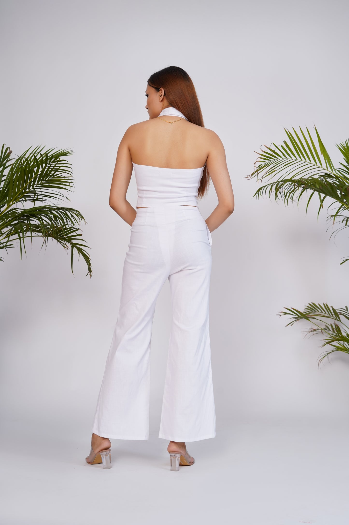 White collared waistcoat and pant set