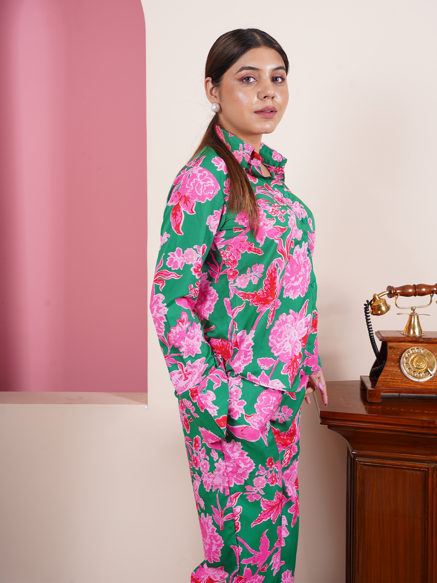 Green Floral Casual Co-ord Set