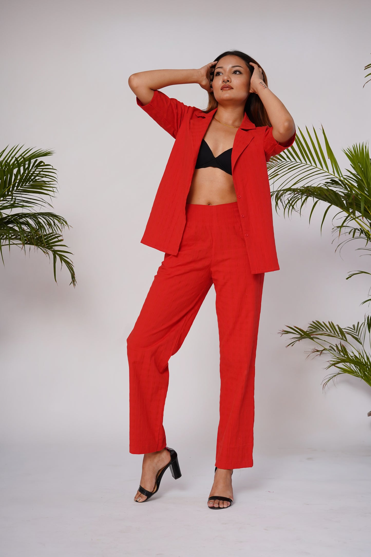 Flame red casual shirt