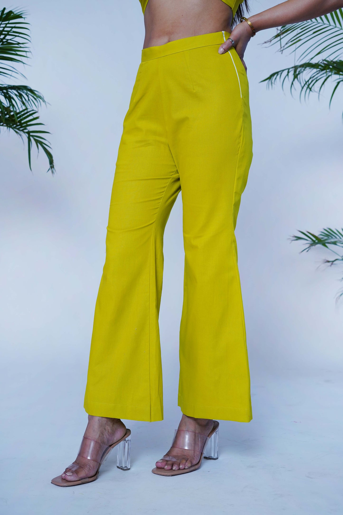 Lime Green Bottom Flared Pants