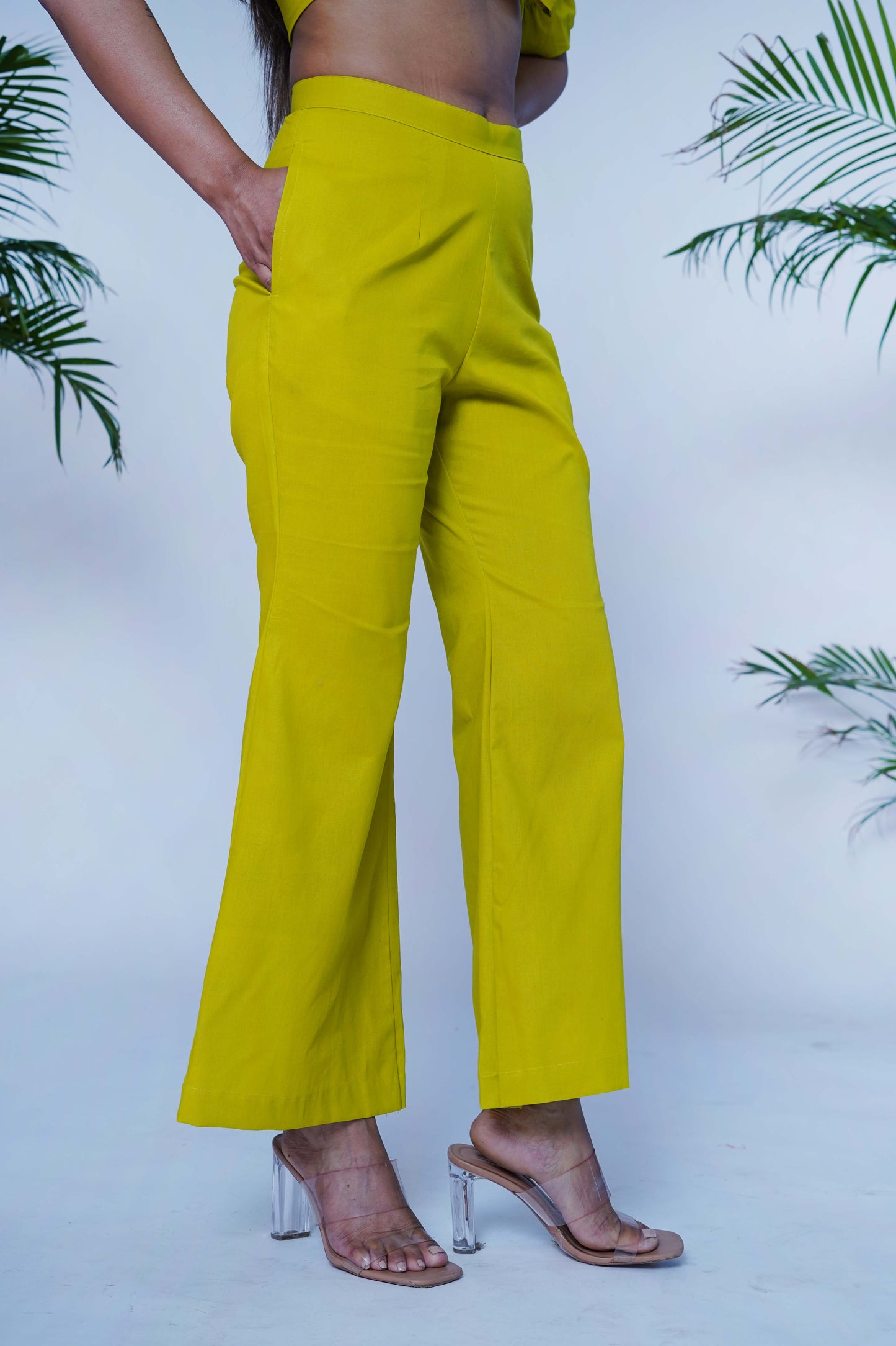 Lime Green Bottom Flared Pants