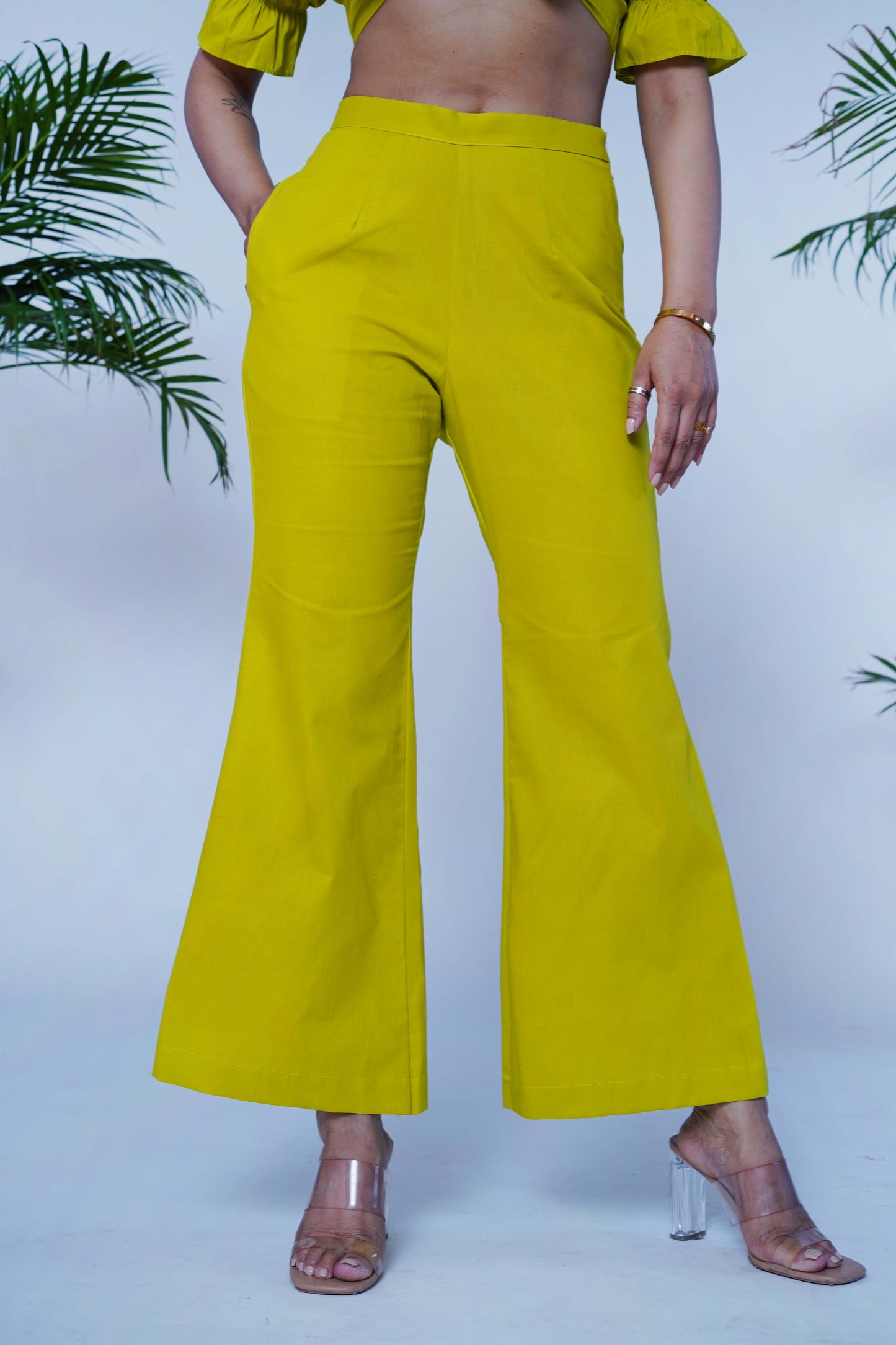 Lime Green Bottom Flared Pants