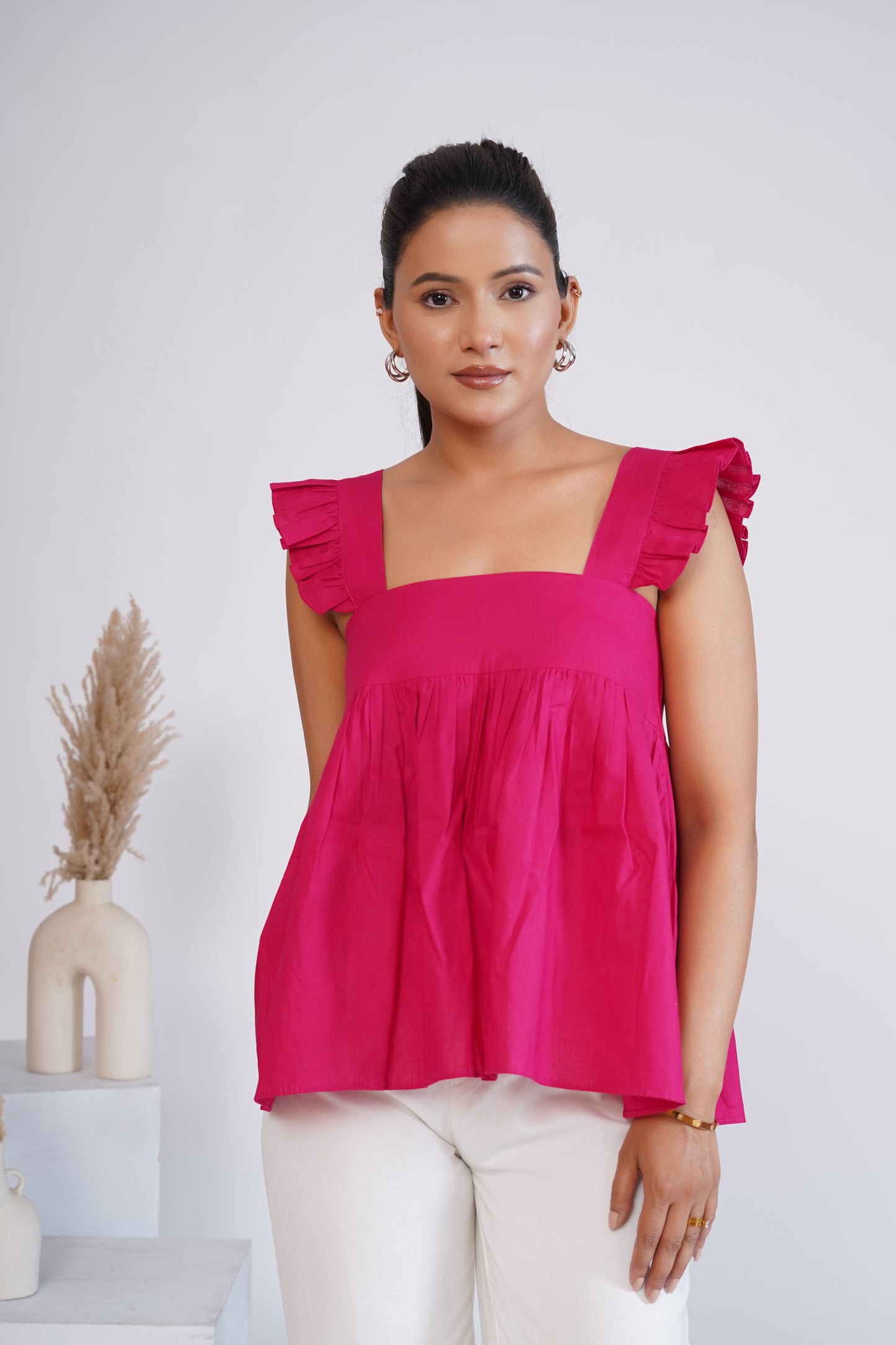 Hot Pink square neck top