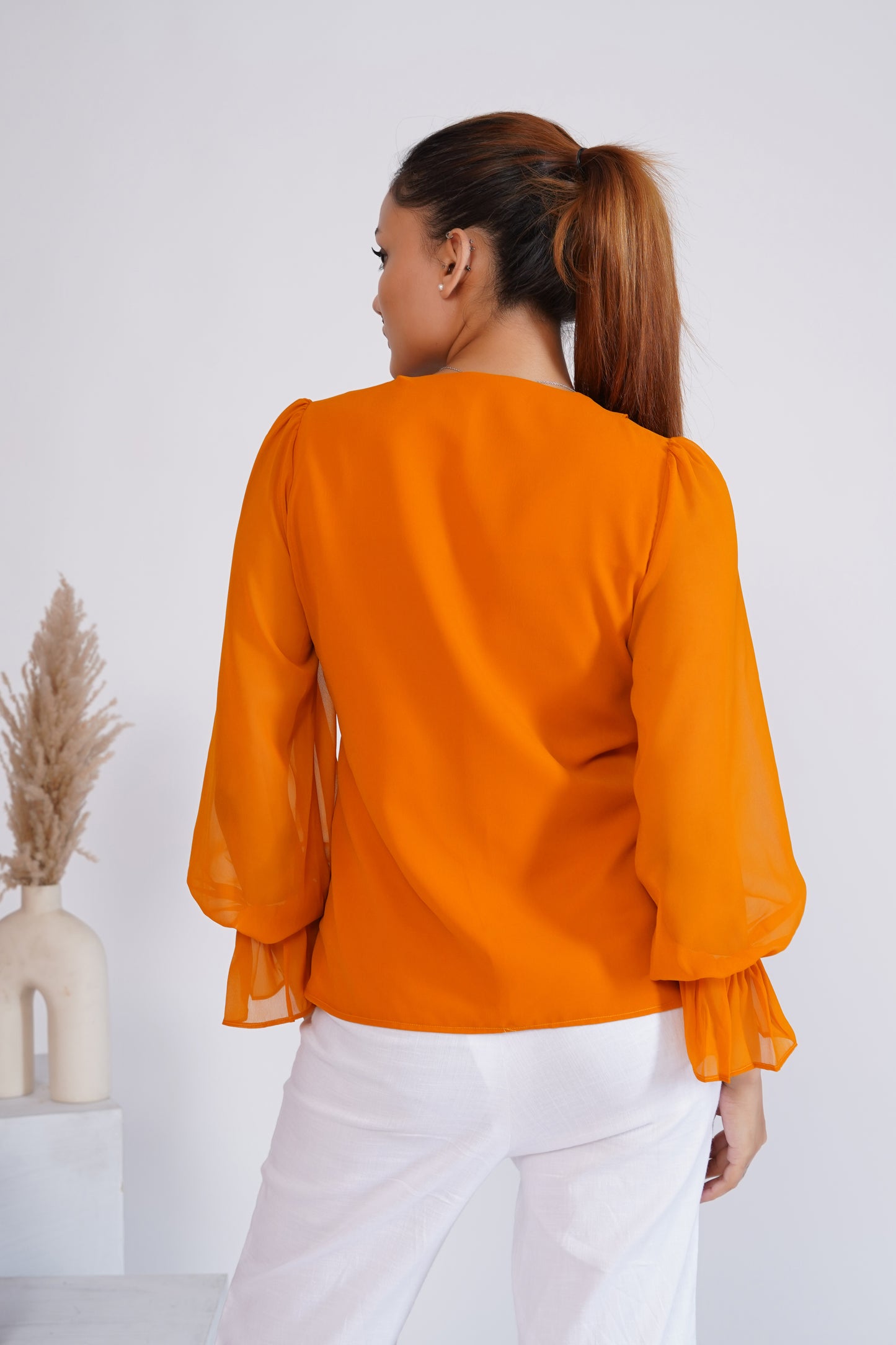 Mustard Georgette Frill Top