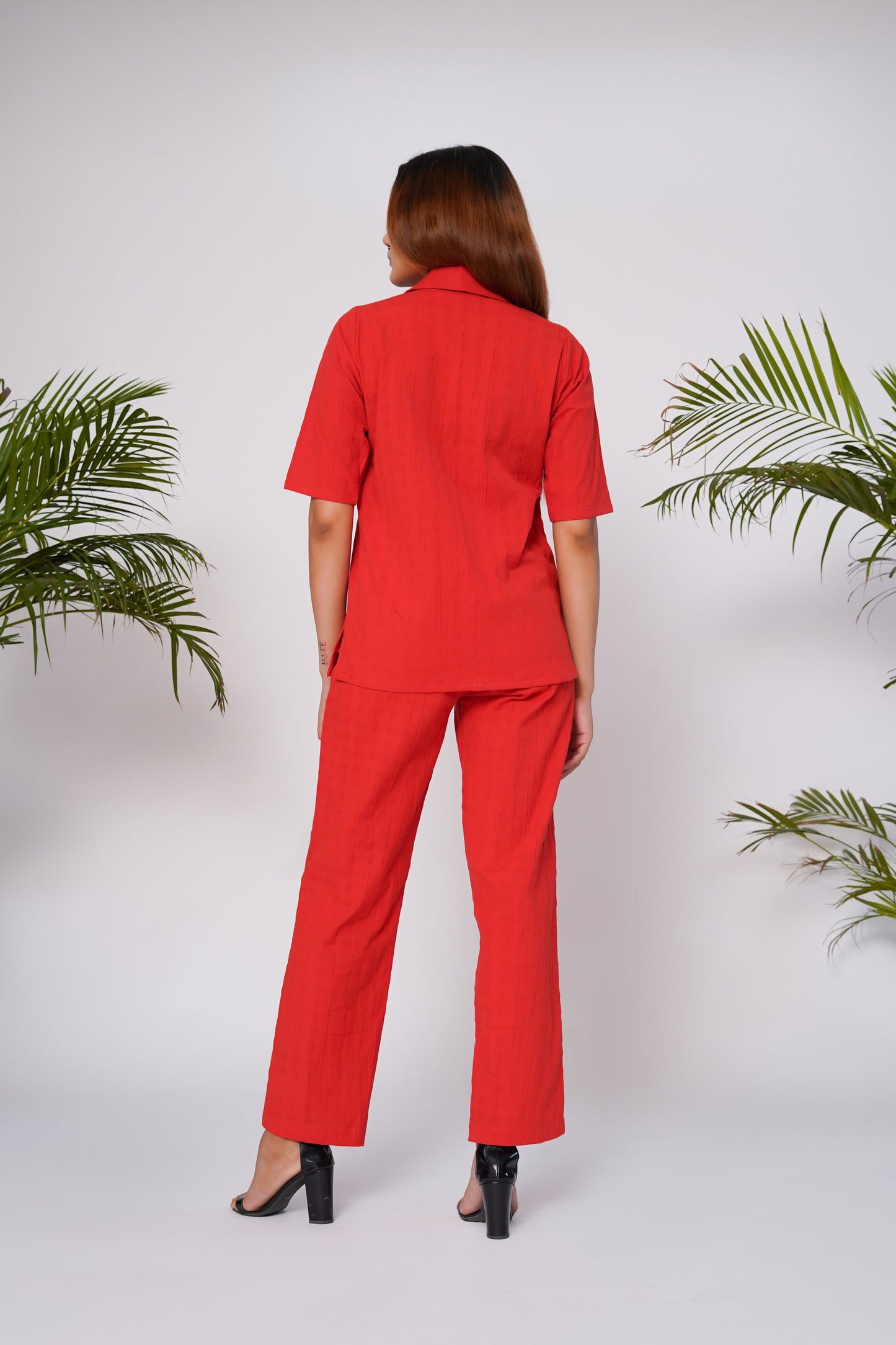 Flame red shirt and pant set