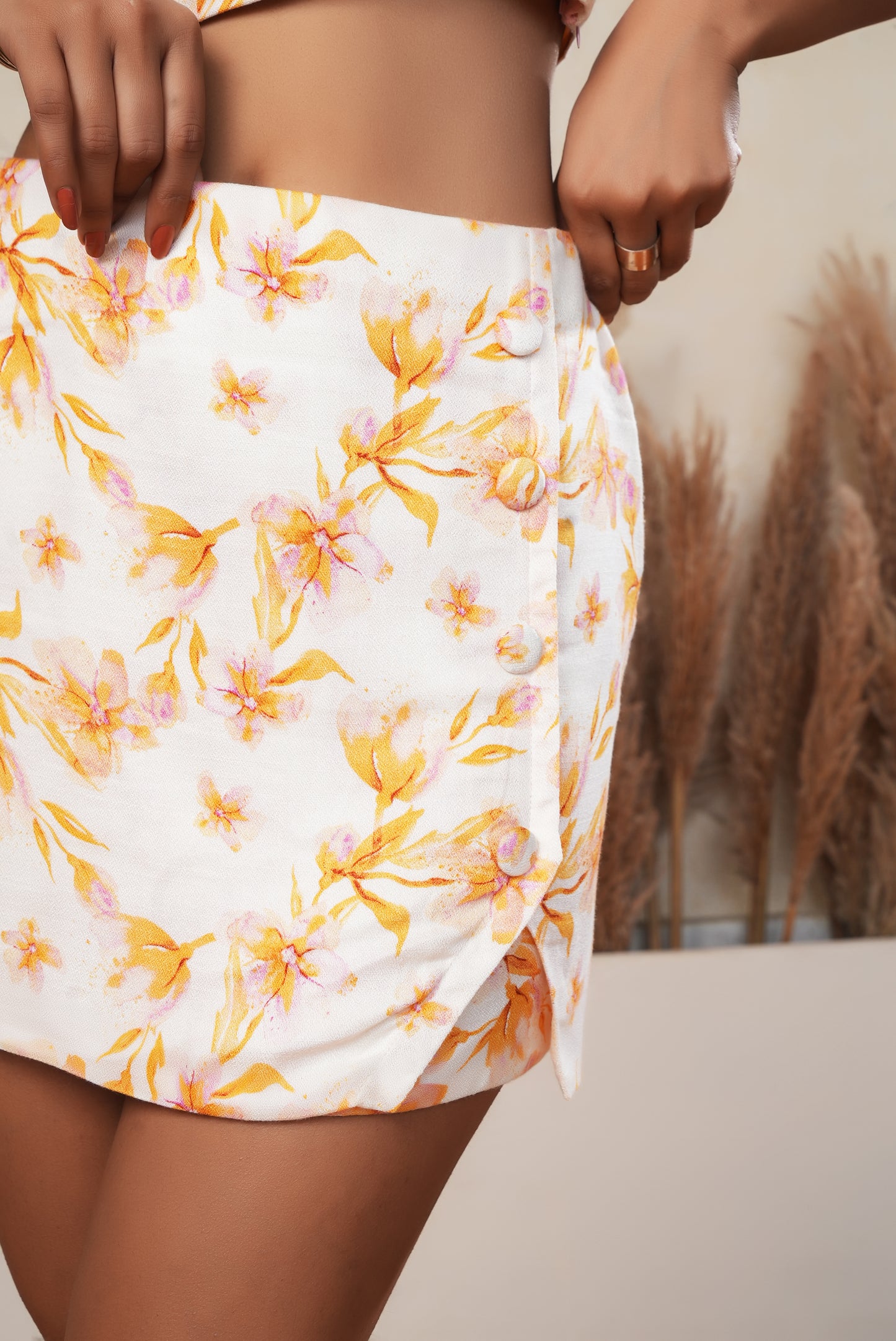 Floral Printed Crop Top and Skirt Set