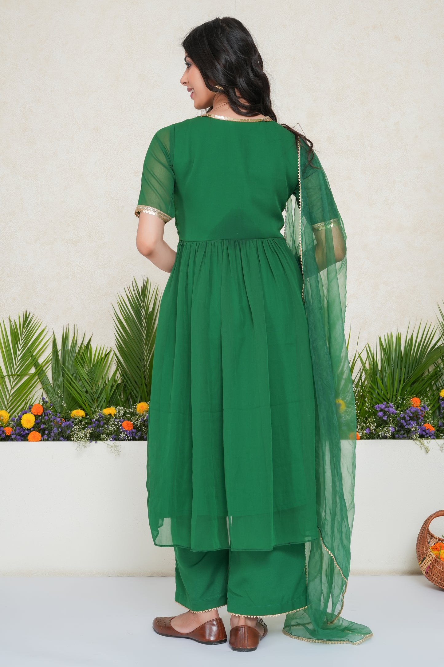 Green Embellished Anarkali Kurta Set