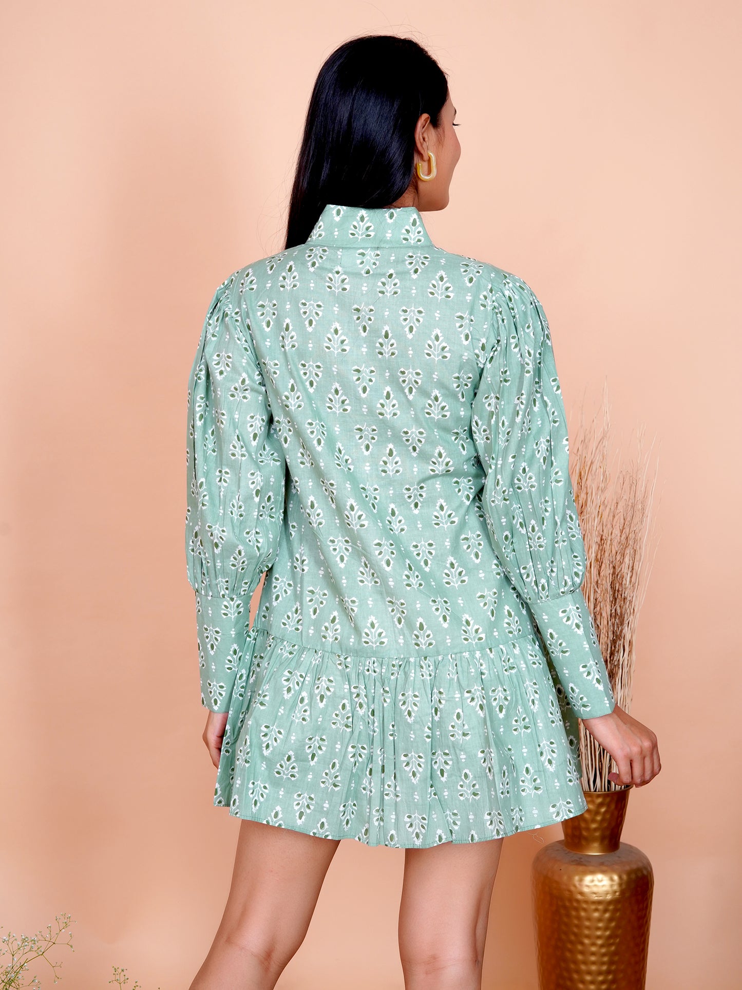 Pista Floral Printed Cotton Mini Dress