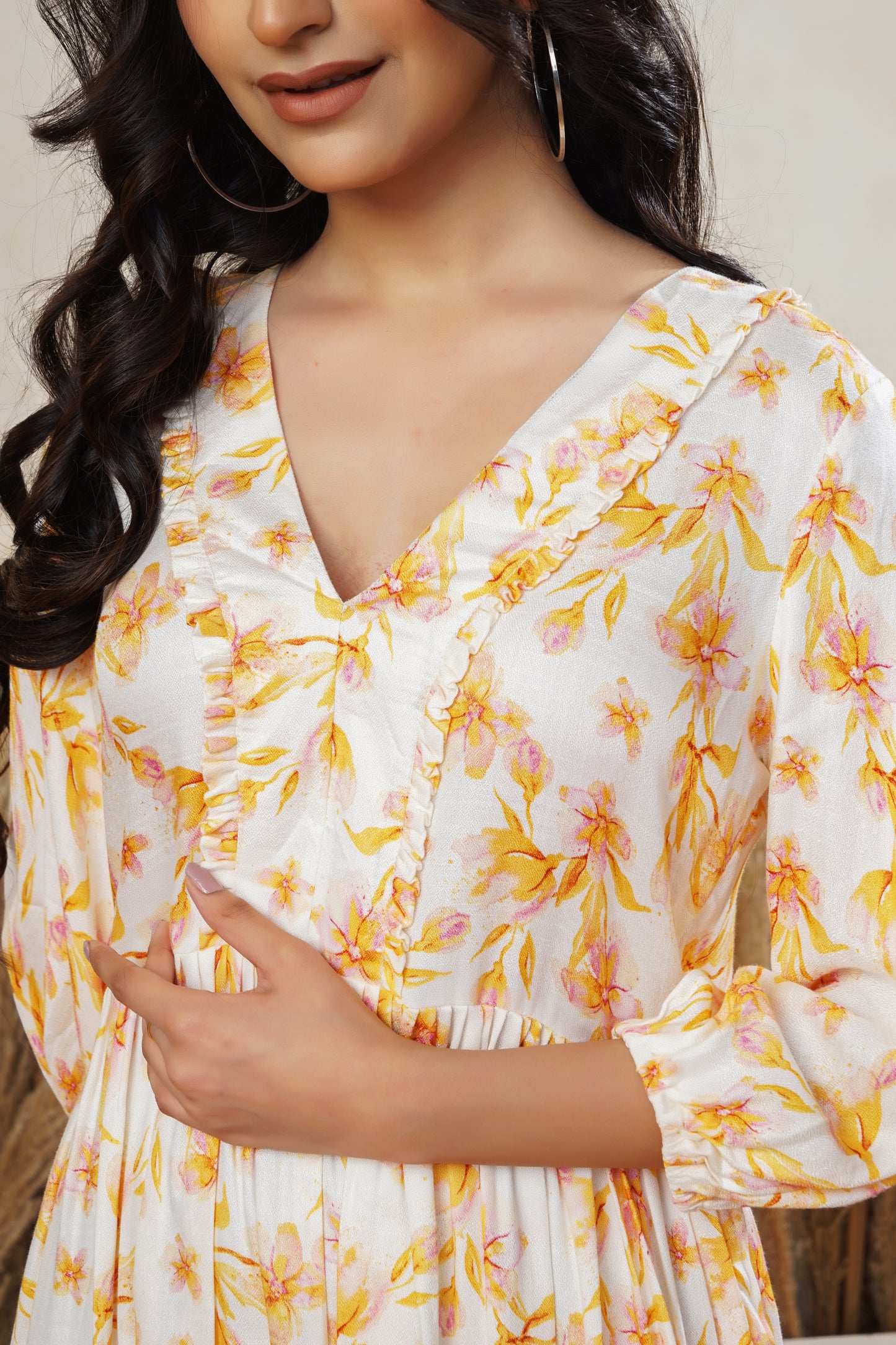 Floral Printed V-Neck Dress