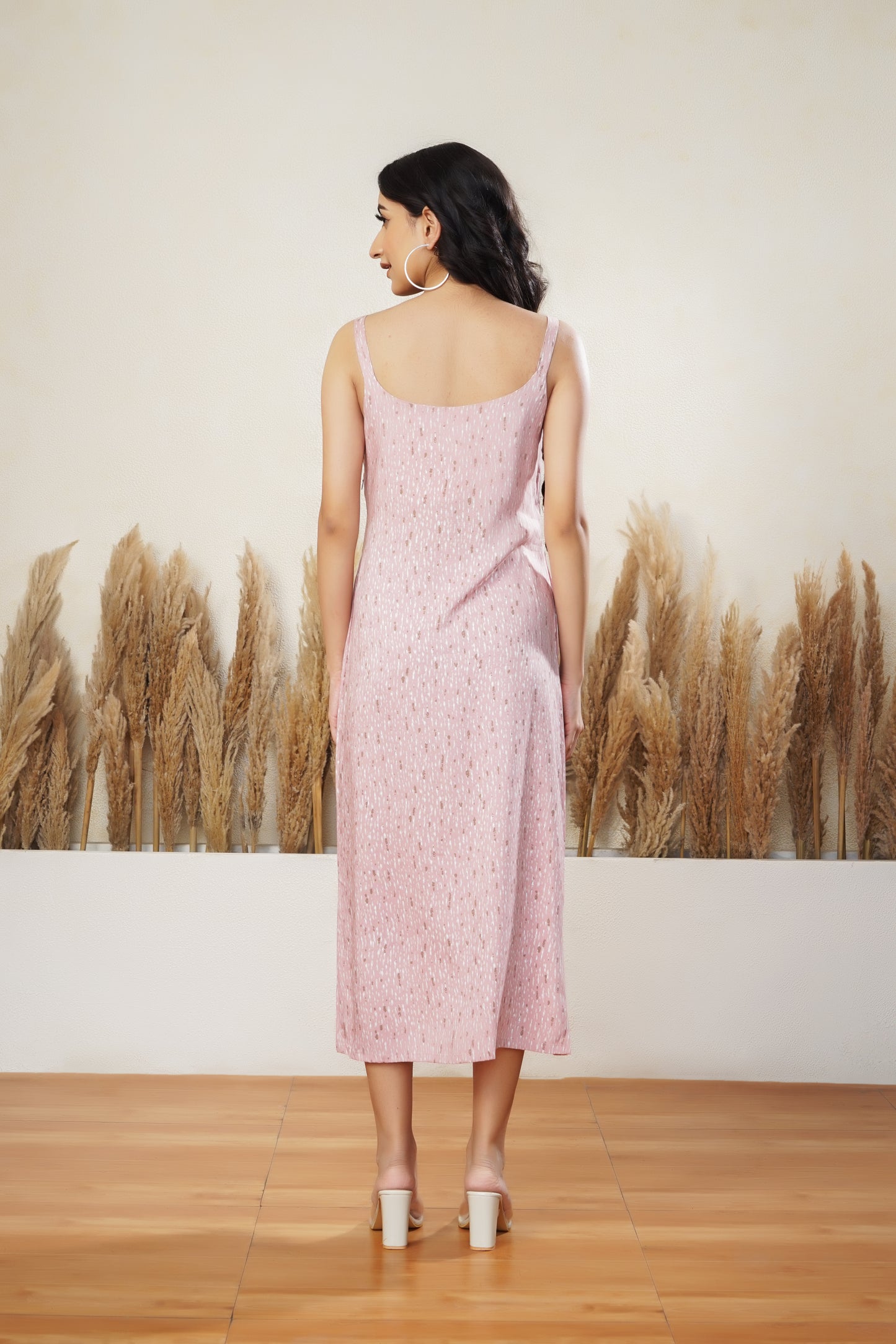 Abstract Printed Front Slit Dress