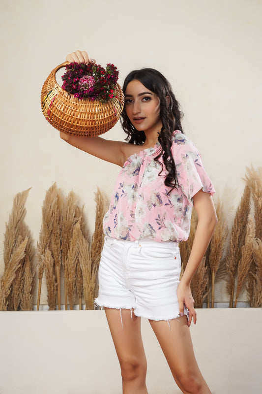 Floral Printed One Shoulder Top