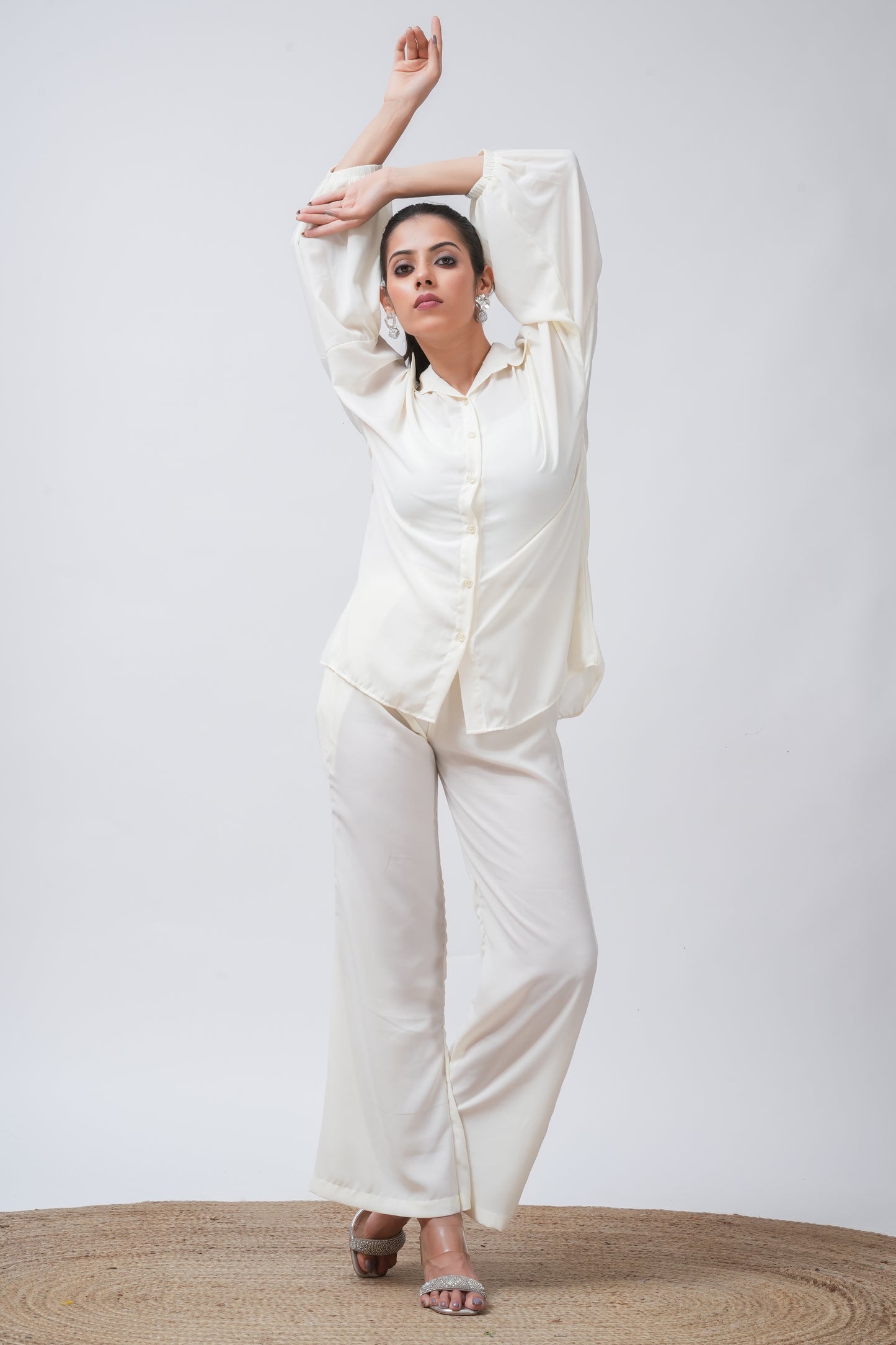 White Georgette Loose Fitted Shirt
