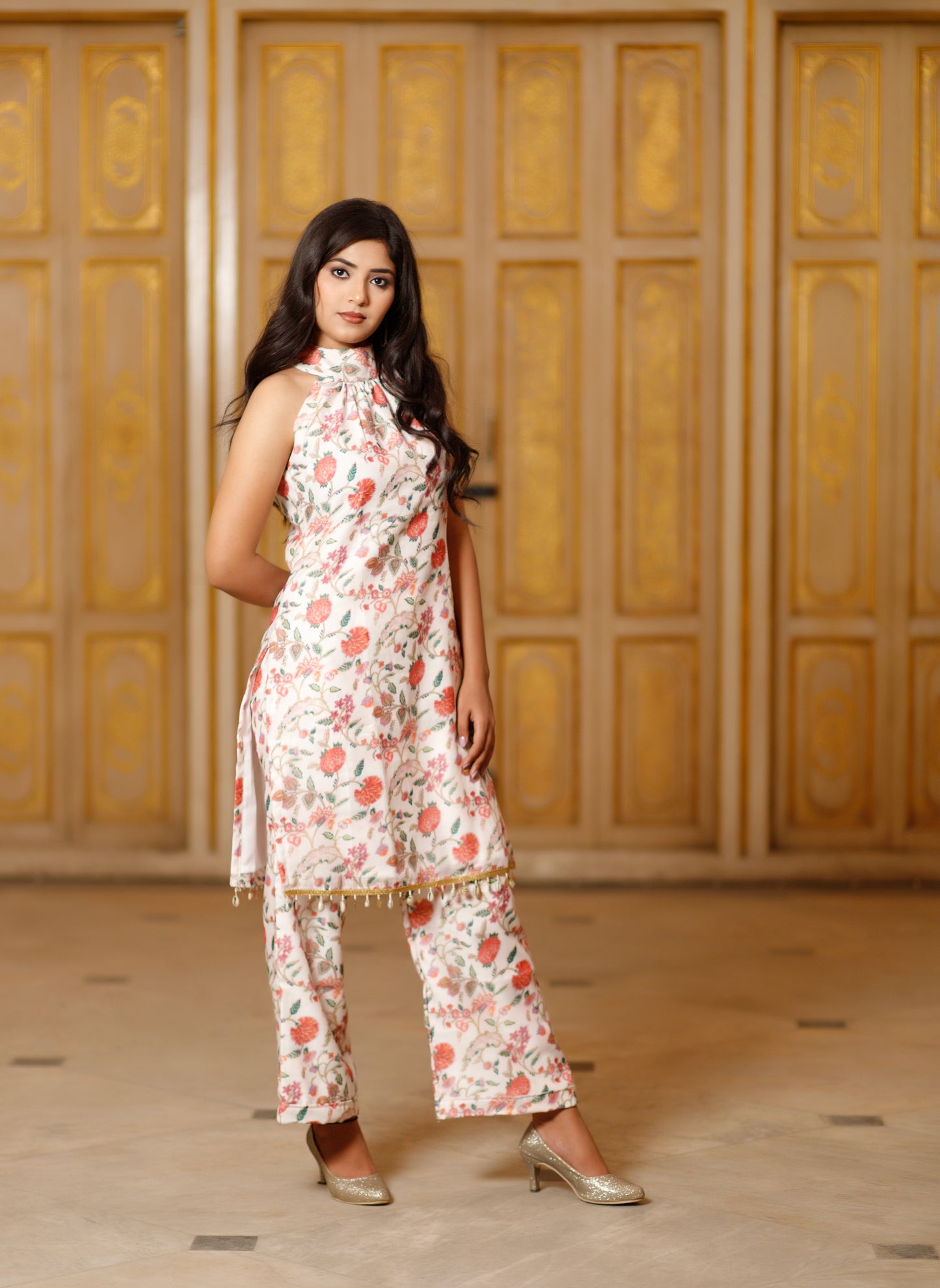 Chintz Floral Halter Neck Kurta Set