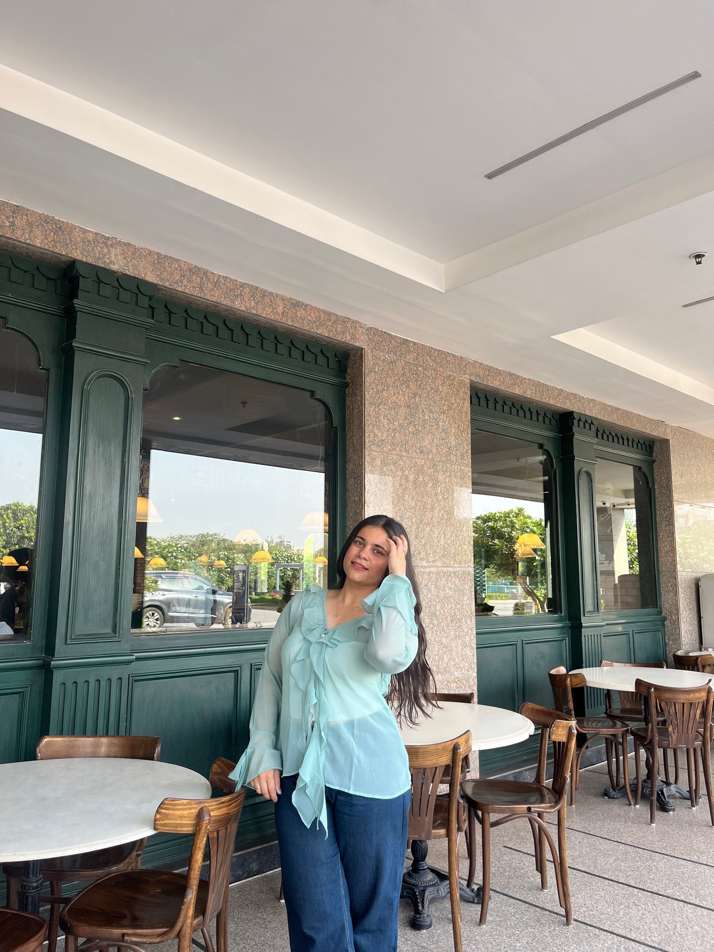 Sapphire Ruffle Sheer Top