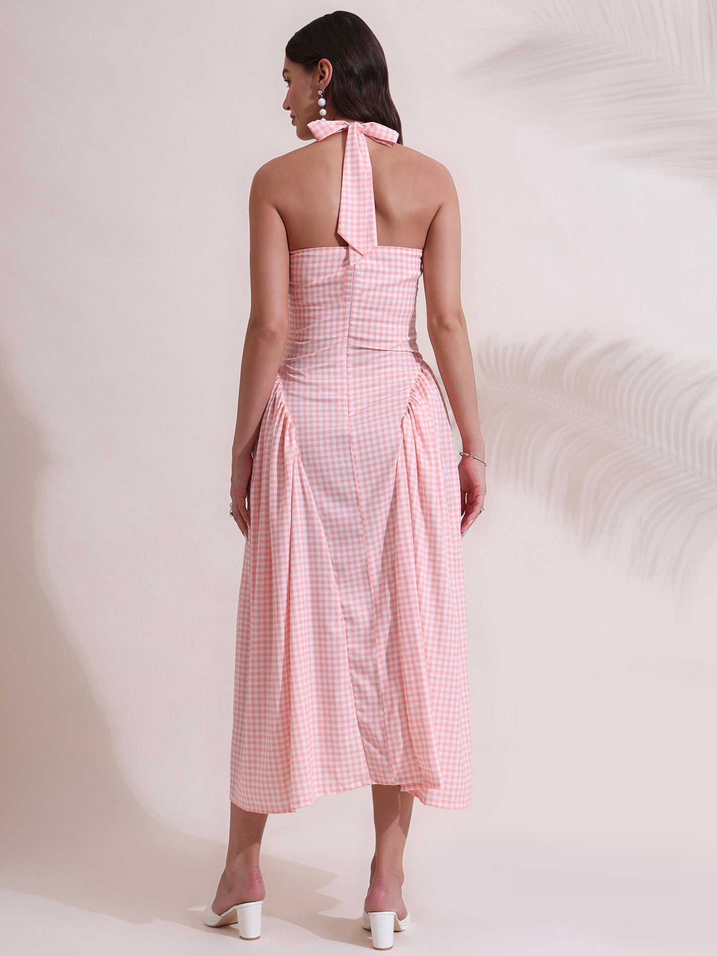 Plaid Halter Neck Midi Sundress