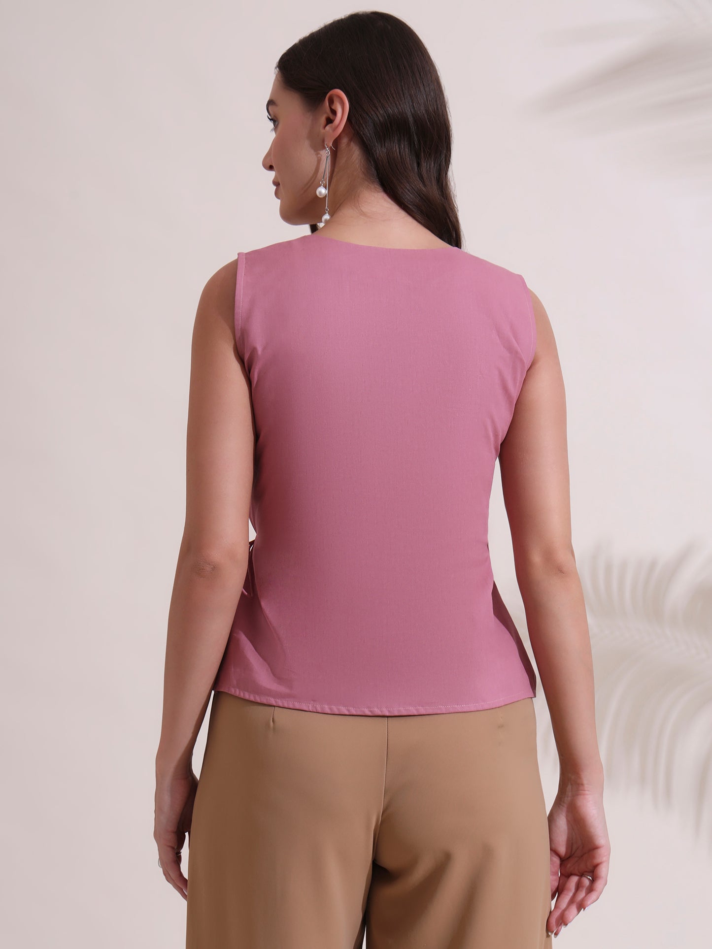 Pink Poplin Wrap Top