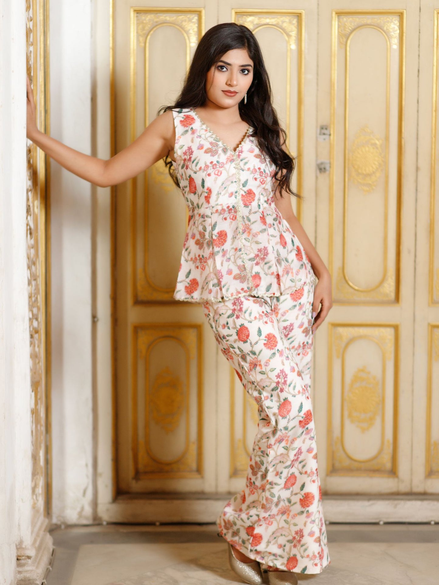 Chintz Floral Peplum Top