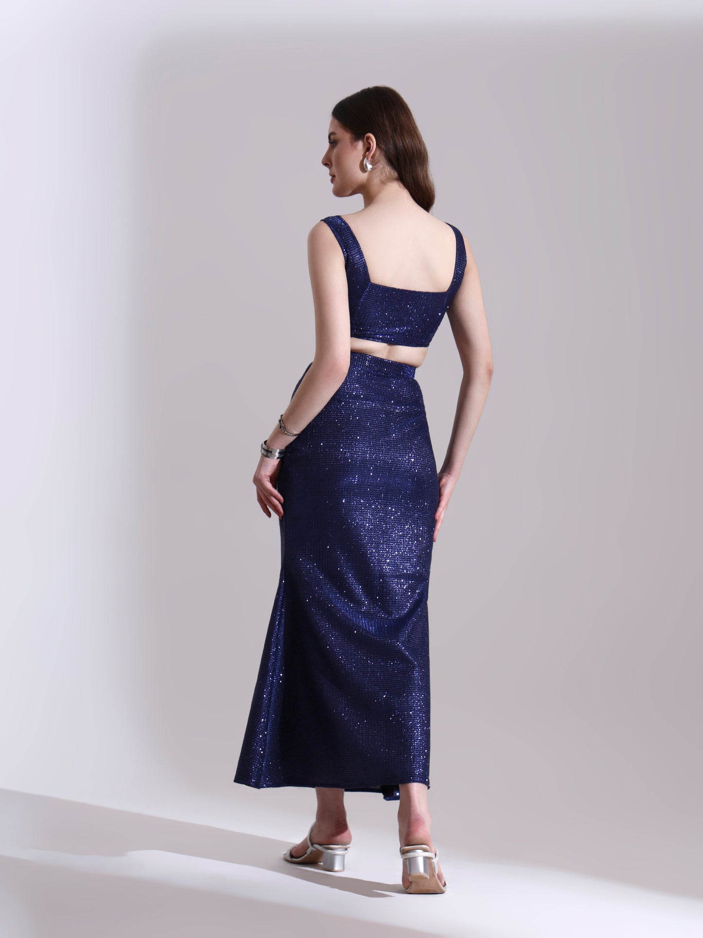 Midnight Blue Shimmer Top and Skirt Set