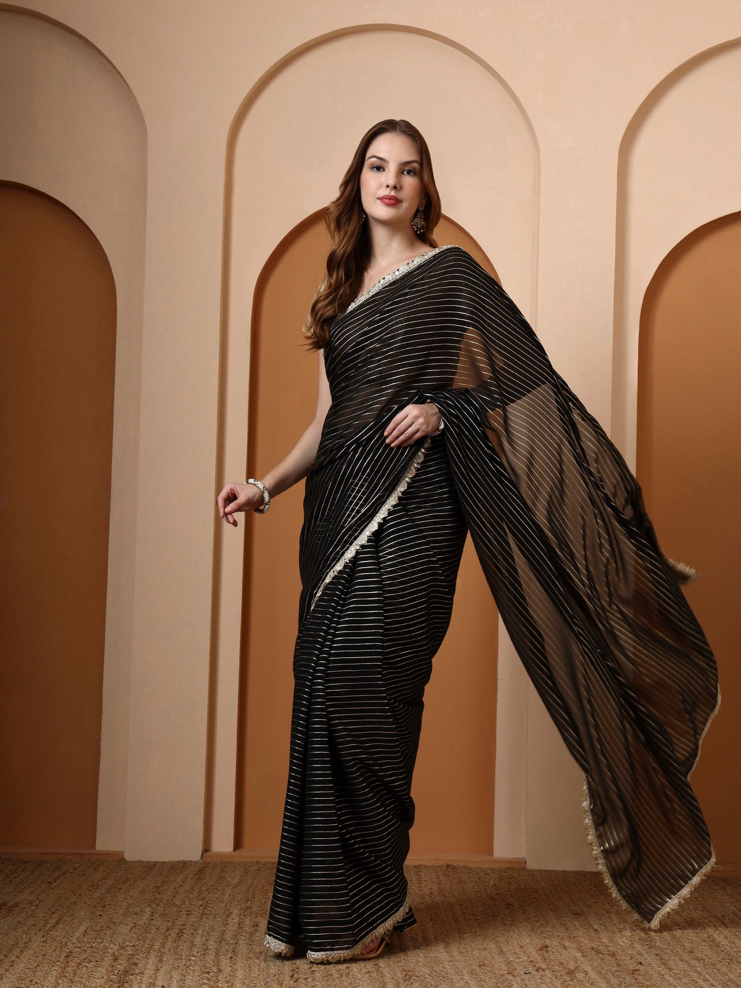 Black Lurex Embellished Saree