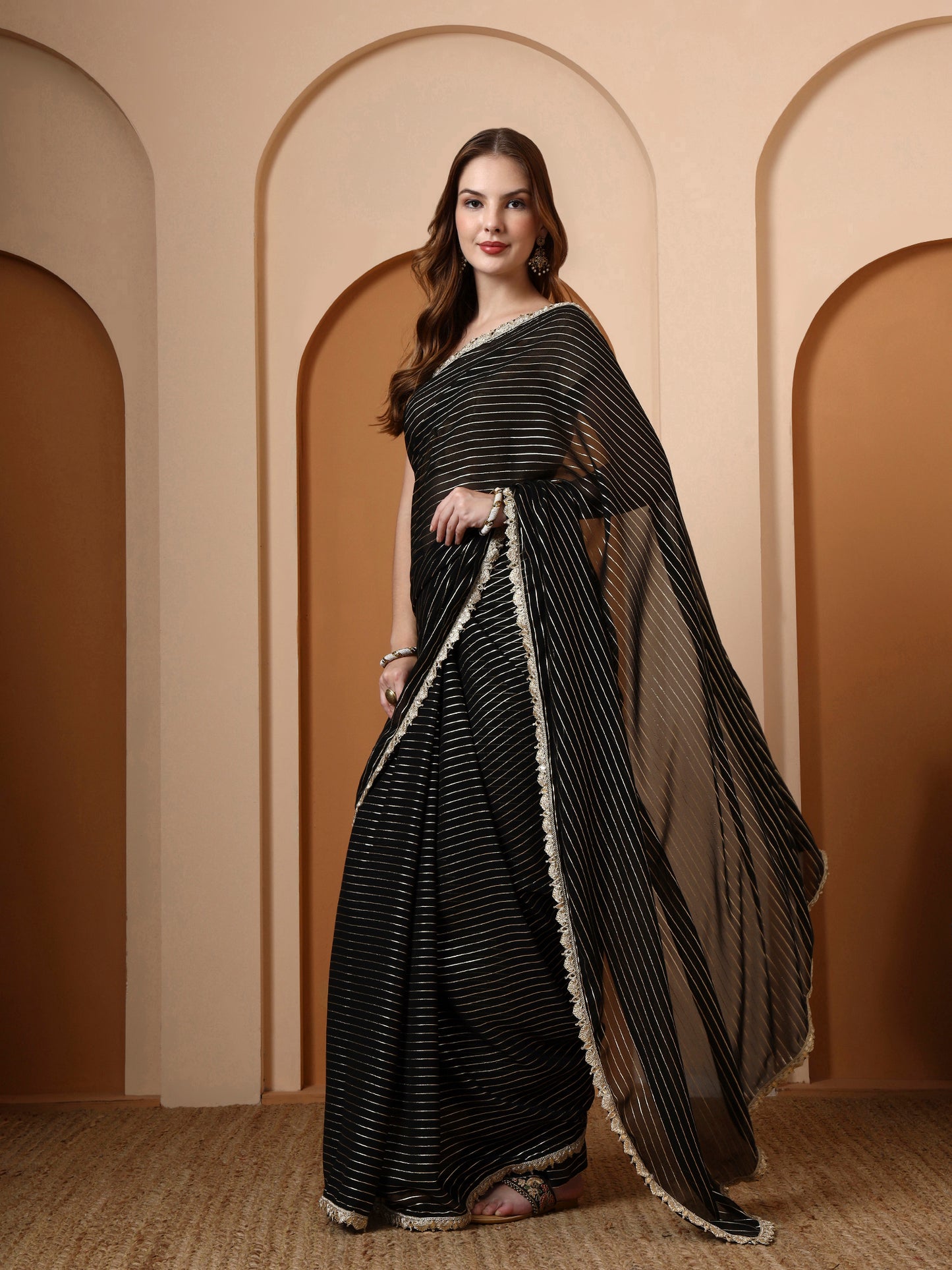 Black Lurex Embellished Saree