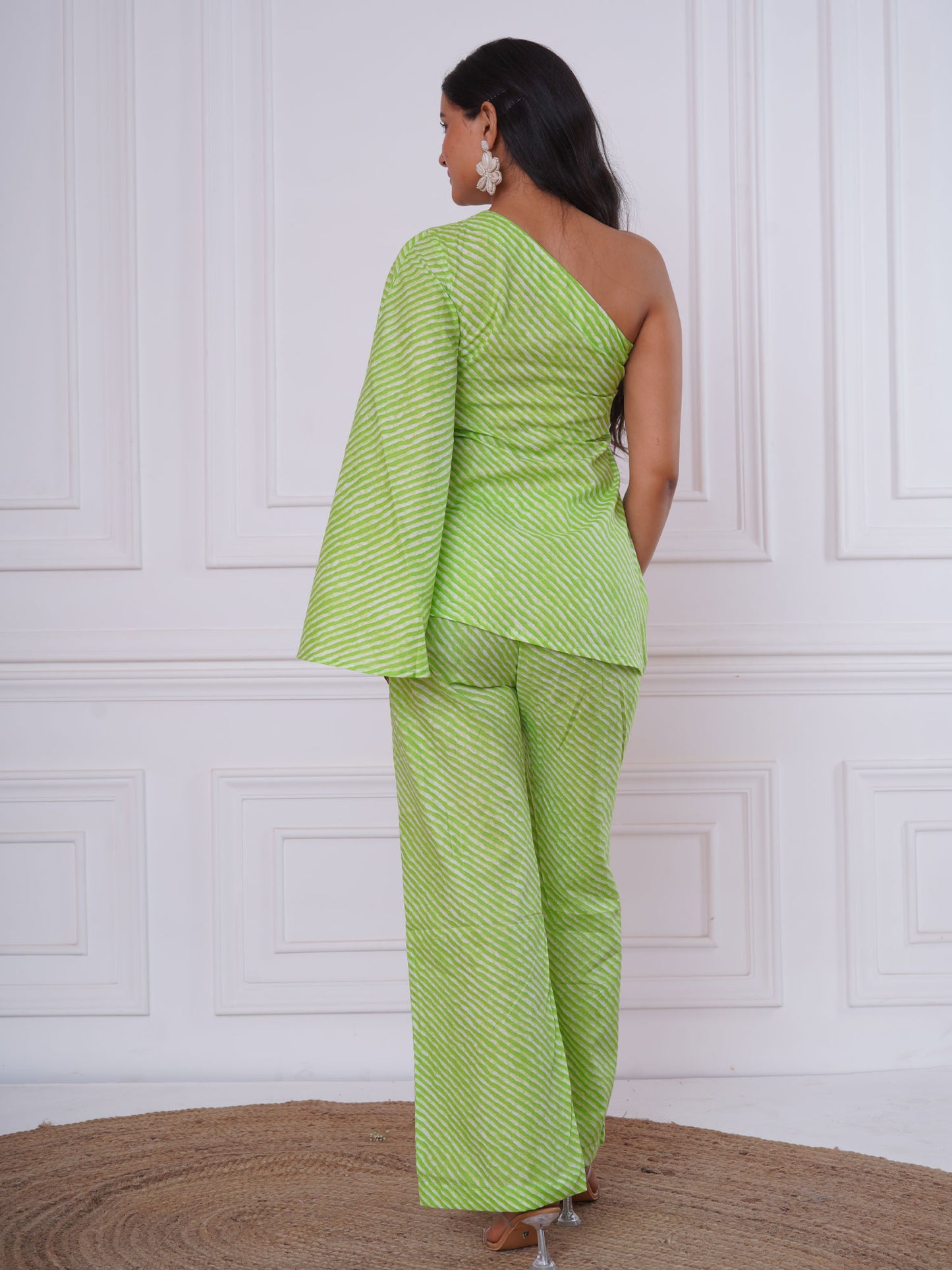 Green Leheriya One Shoulder Tunic