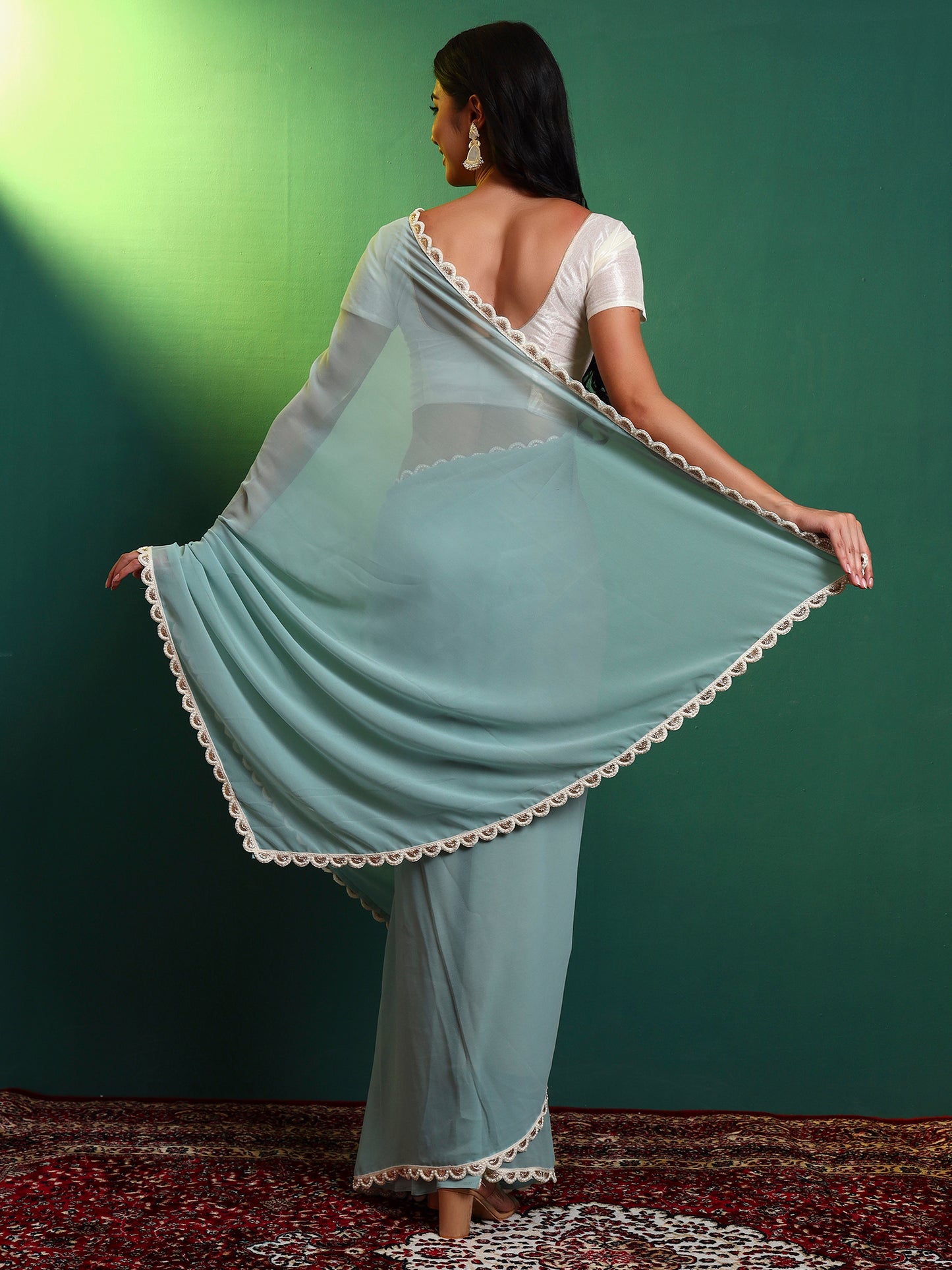 Sapphire Georgette Embellished Saree