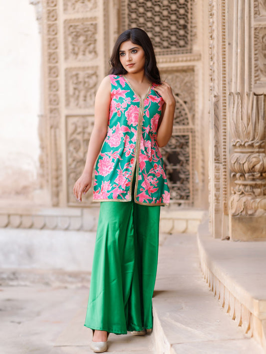 Green Floral Sharara Set