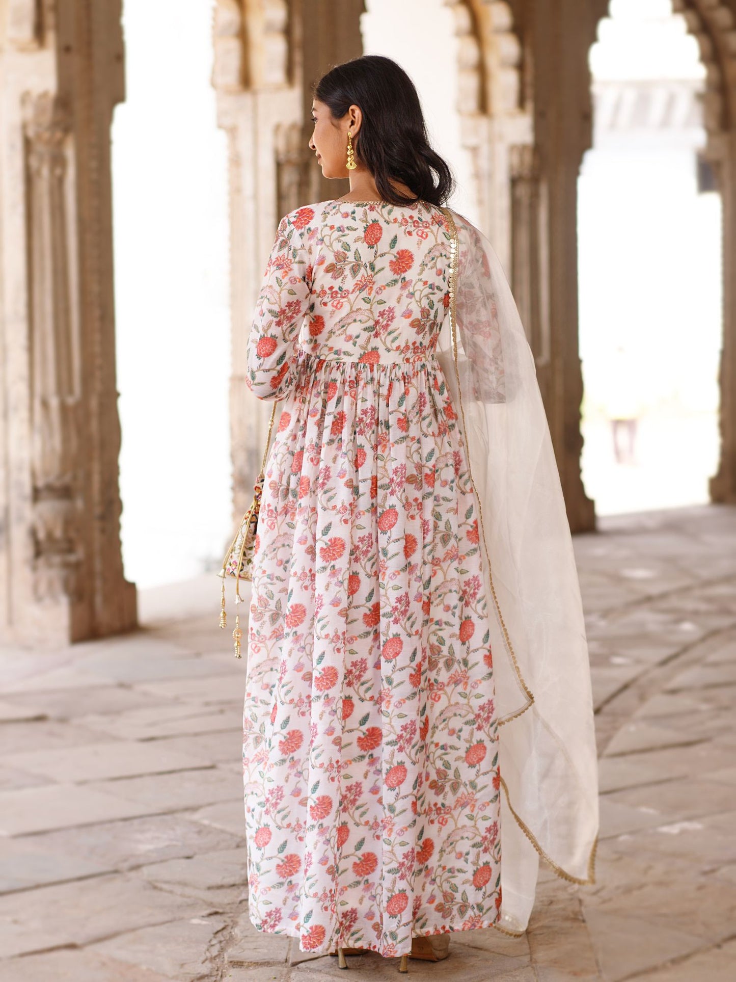 Chintz Floral Anarkali with Dupatta