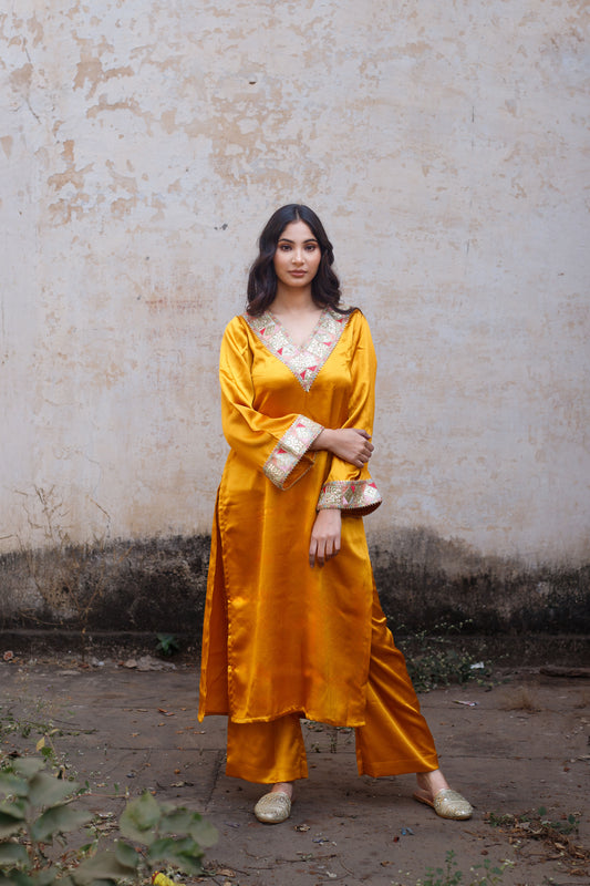 Golden Embellished Kurta with Palazzo