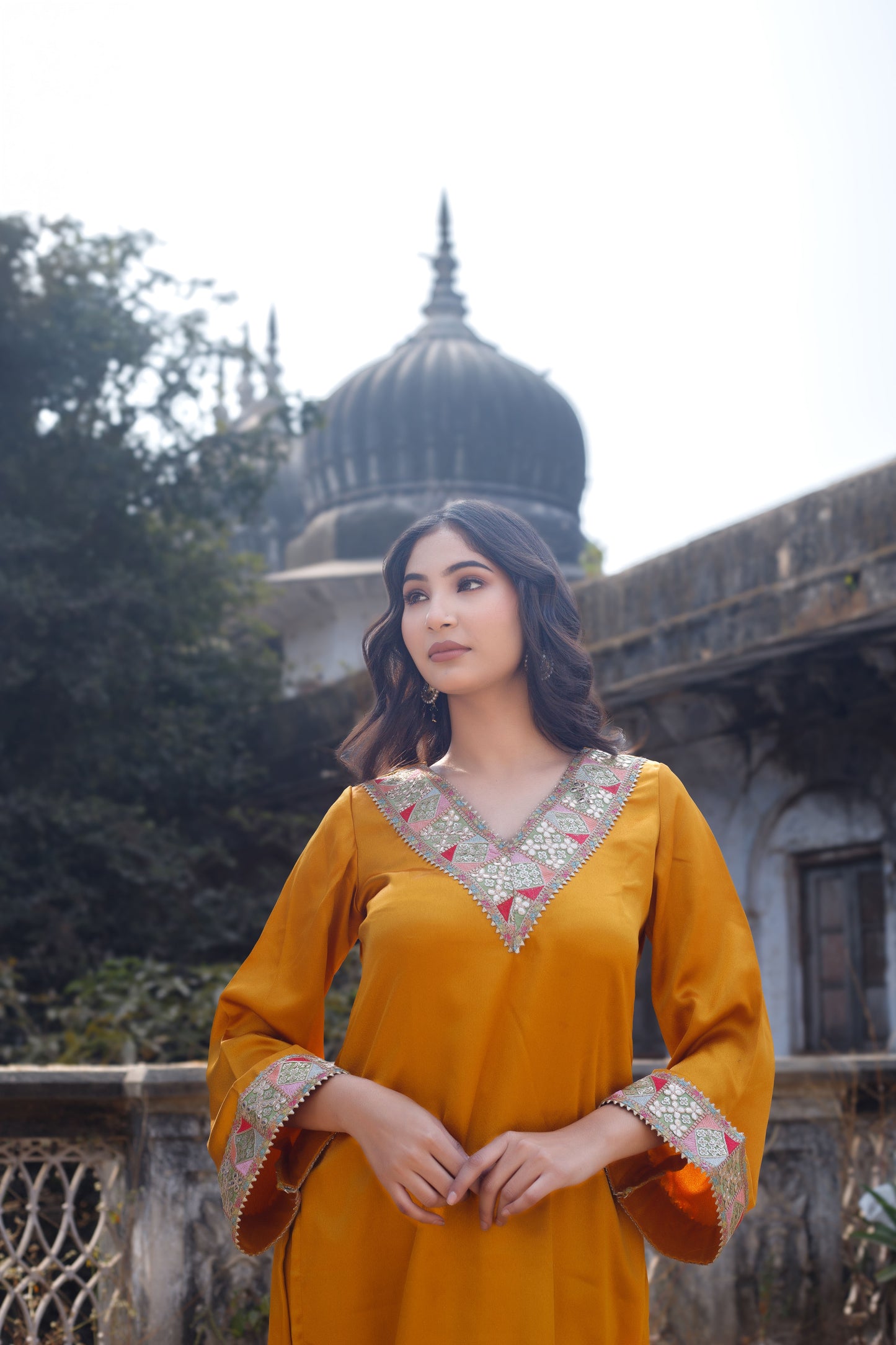 Golden Embellished Kurta with Palazzo