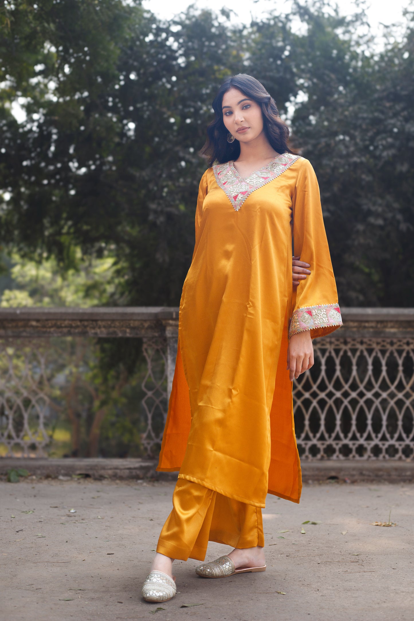 Golden Embellished Kurta with Palazzo