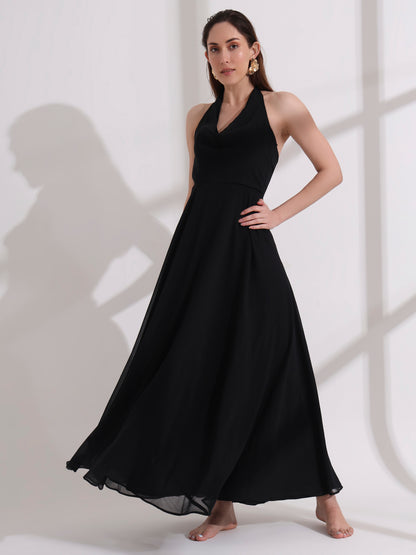 Black Cowl Neck Maxi Dress