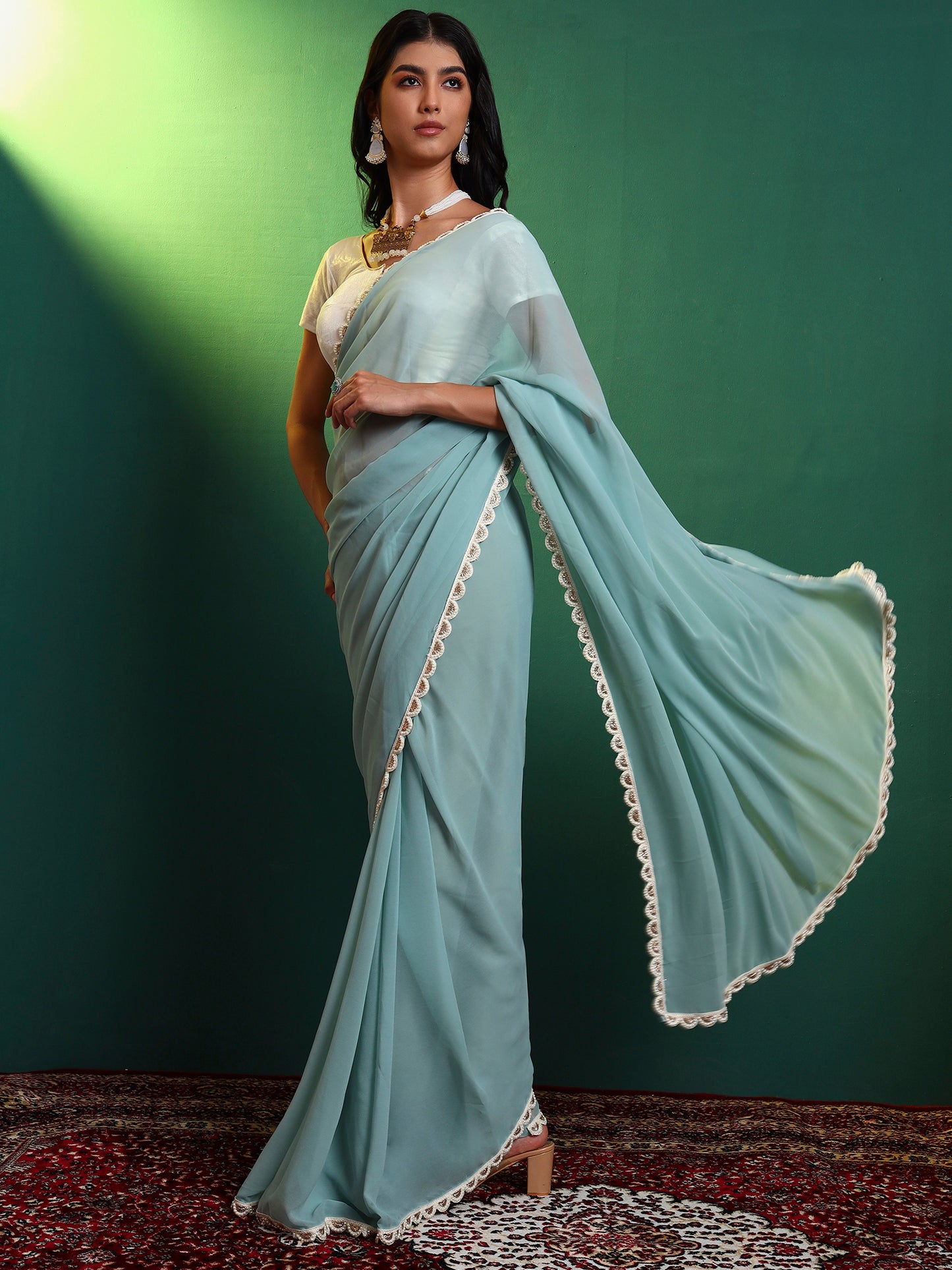 Sapphire Georgette Embellished Saree