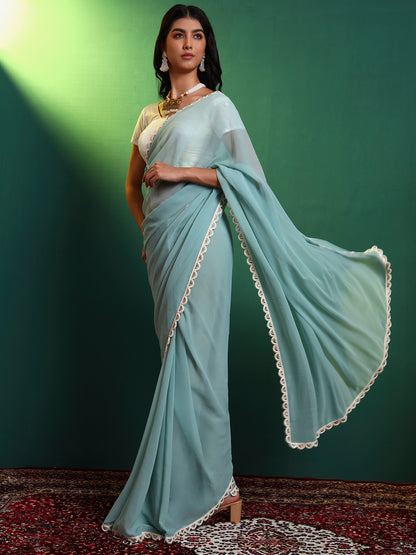 Sapphire Georgette Embellished Saree