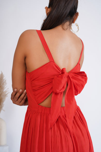 Flame red Layered dress