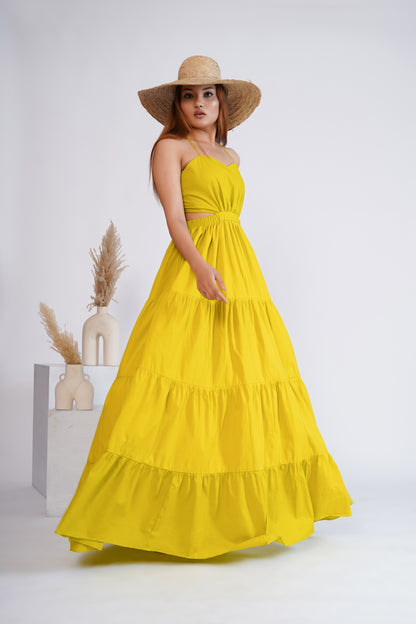 Lime green tiered maxi dress