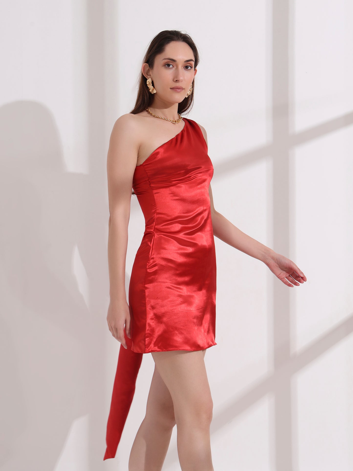 Red Satin Bodycon Mini Dress