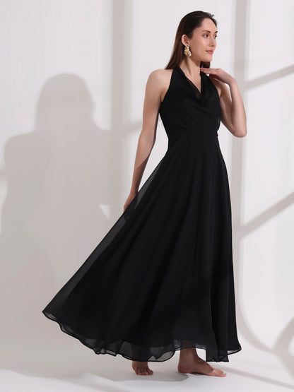 Black Cowl Neck Maxi Dress