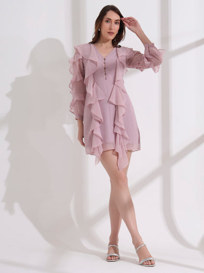 Candy Floss Georgette Ruffle Mini Dress