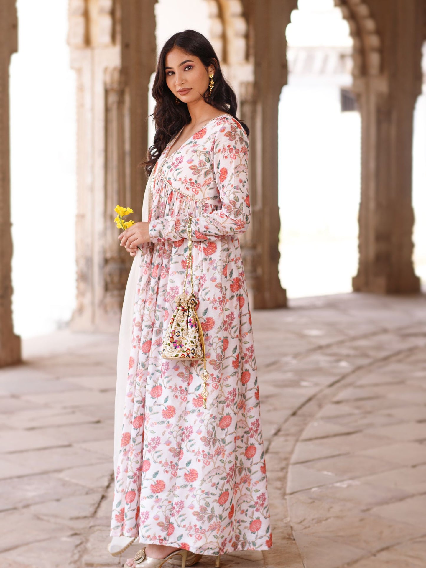 Chintz Floral Anarkali with Dupatta