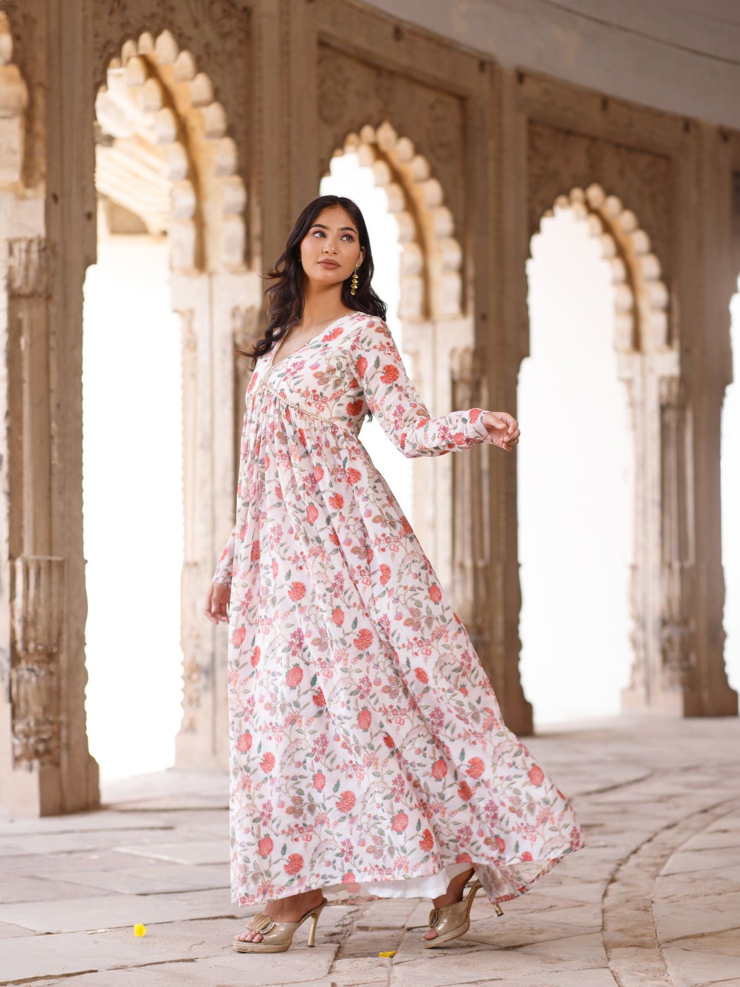 Chintz Floral Anarkali with Dupatta