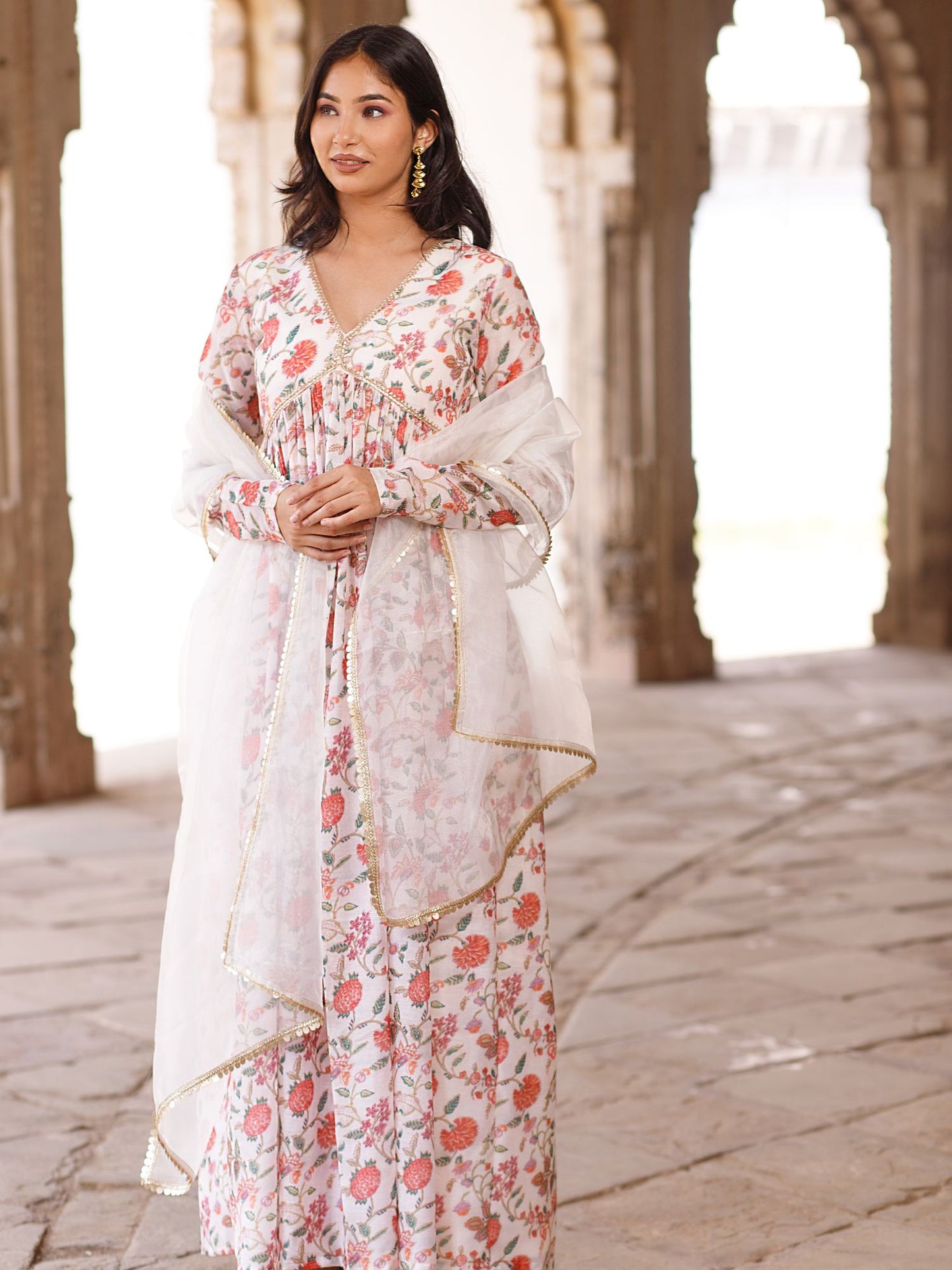 Chintz Floral Anarkali with Dupatta