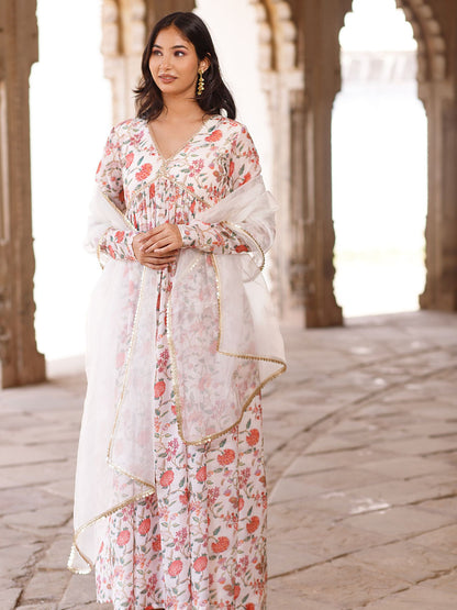 Chintz Floral Anarkali with Dupatta