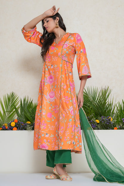 Chintz Floral Printed Kali Kurta Set