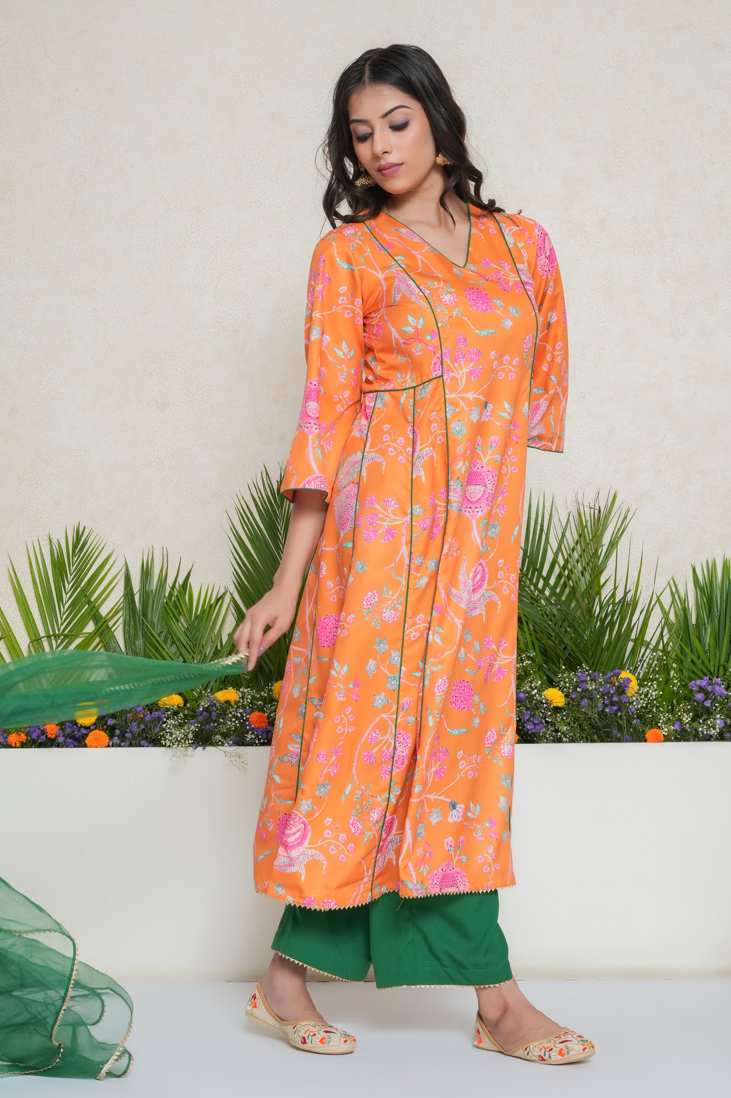 Chintz Floral Printed Kali Kurta Set