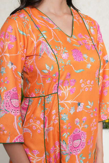 Chintz Floral Printed Kali Kurta Set